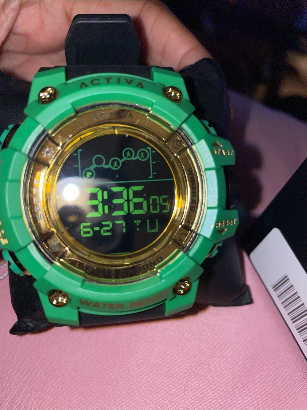 Ativa Green Digital Sports Watch with Gold-Tone Bezel